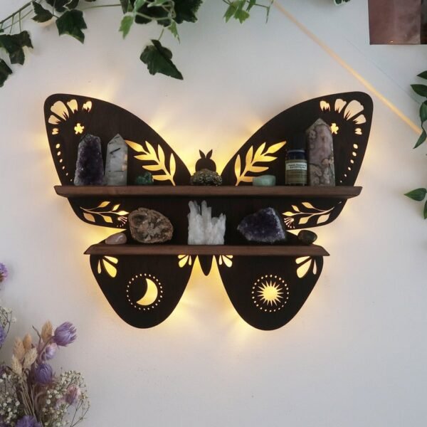 Butterfly Wooden Shelf Crystal Essential Oil Storage Rack