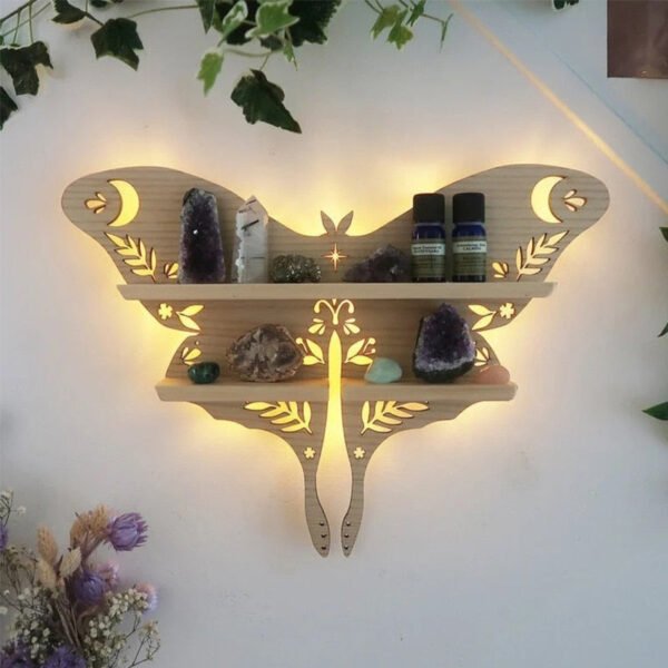 Butterfly Wooden Shelf Crystal Essential Oil Storage Rack