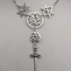 Unicursal Hexagram Symbol Pendant Sword Necklace Satanic Symbols Necklace Emblem Amulet Talisman Thelema Sign Gift for Men Women