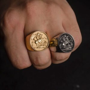 Valily Stainless Steel Sovereign Coin Ring Gold Color Roman Solider Ring For Men Women Party Jewelry Gift Bague Homme - Rings