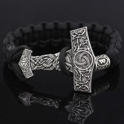 Viking Magic~Viking Bracelet Rune Thor Hammer Slavic Amulet Scandinavian Odin Symbol Trinity Knot Bracelet Vikingos Jewelry Accsesori