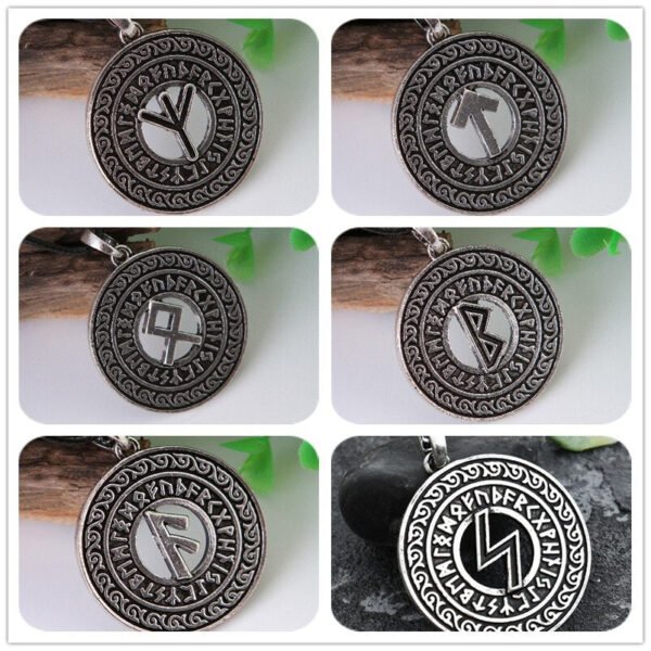New Magicun Viking~Viking Futhark Rune Pendant Norse Necklace Nordic Pendants Necklace Collier
