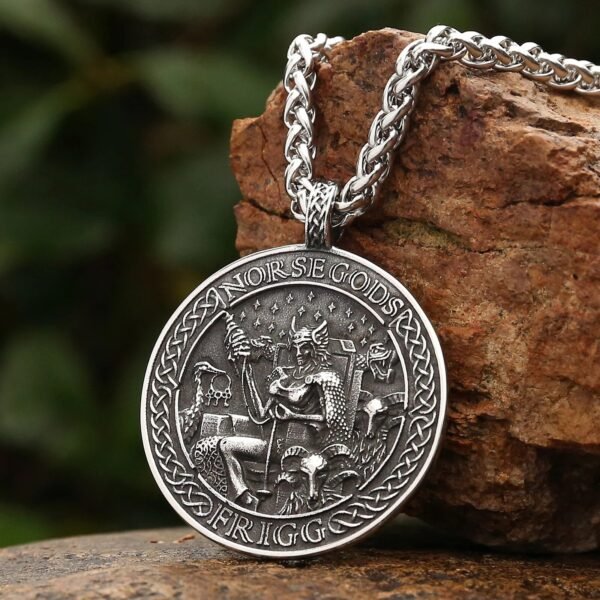 Viking Jewelry Stainless Steel Norse Mythology Frigg Pendant Necklace
