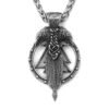 Viking Jewelry Stainless Steel Odin's Raven Huginn and Muninn Valknut Pendant Necklace