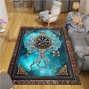 Viking-Logo-Rectangle-Rug-Norse-Mythology-Symbols-Bedroom-Living-Room-Rug-Carpet-for-Home-Decor-Floor Summon the Spirit of the Vikings: Norse Mythology Symbols Rectangle Rug for Legendary Home Décor