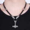 Viking Necklace Walf Head Thor's Hammer Mjolnir Amulet Necklace Men's Jewelry