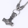 Viking Necklace Walf Head Thor's Hammer Mjolnir Amulet Necklace Men's Jewelry