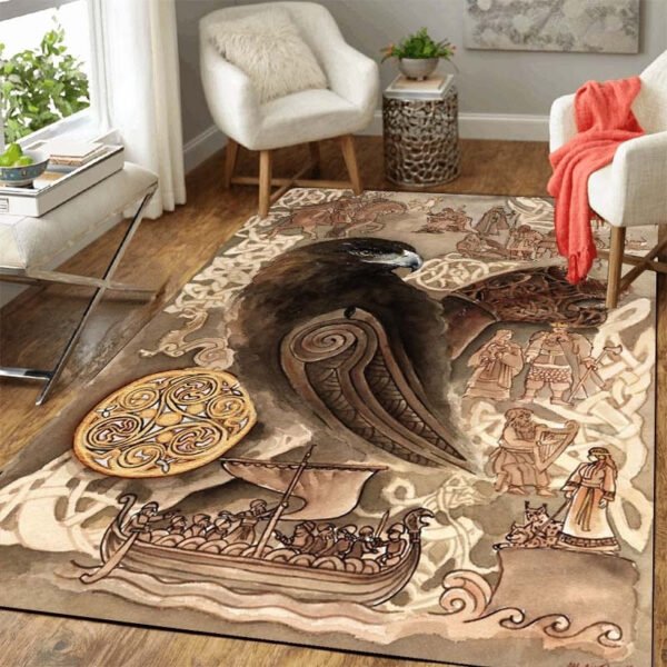 Viking Odin Wolf Rug Viking Norse Mythology Large Area Rugs Comfortable Carpet Rugs For Bedroom Printed Mat Bedroom Decor Carpet