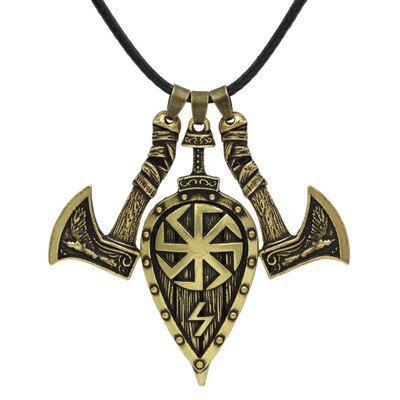 Viking Magic~Viking Shield Necklace Pendant Slavic Amulet Sword Axe Shield Rune Pendant Viking Pirate Jewelry Talisman Necklace For Women Men