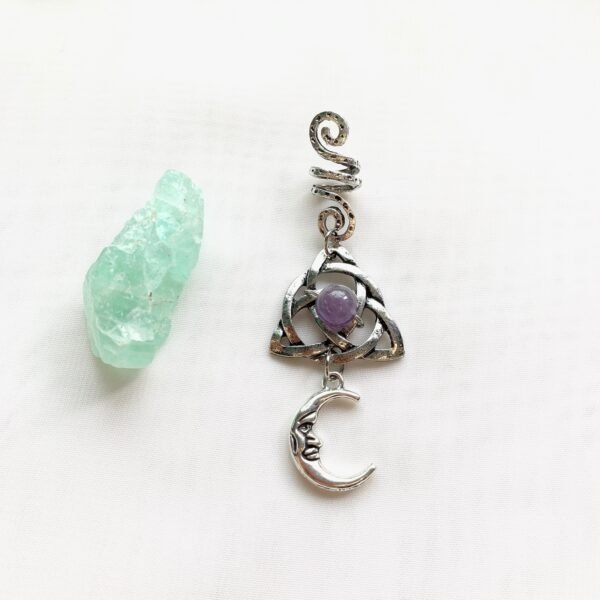 Viking Spiral Hair Braid Moon Star Sun Crystal Hair Beads Natural Jewelry