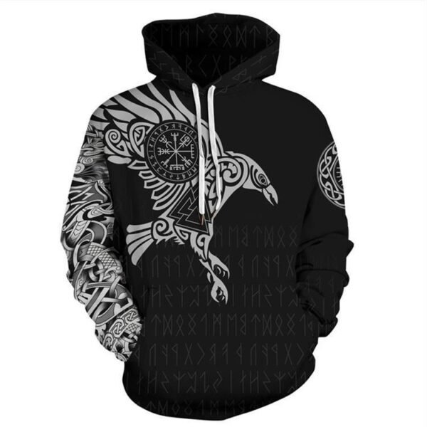 Viking The Raven of Tattoo 3D Printed Men Hoodies Retro Harajuku Fashion Hooded Sweatshirt Autumn Hoody Casual streetwear hoodie