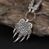 Vikings Wolf Head Scandinavian Celtic Knots Bear Paw Claws Wildlife Amulet Pendant Necklace Men's Necklace Jewelry