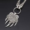 Vikings Wolf Head Scandinavian Celtic Knots Bear Paw Claws Wildlife Amulet Pendant Necklace Men's Necklace Jewelry