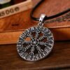 New Magicun Viking~Vintage Aegishjalmur Rune Pendant Necklace Men Women Viking Necklace