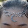 Vintage Boho Hair Jewelry Celtics Crescent Moon Branch Head Chain Wedding Headband For Women