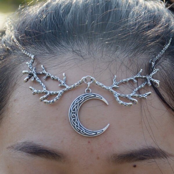 Vintage Boho Hair Jewelry Celtics Crescent Moon Branch Head Chain Wedding Headband For Women