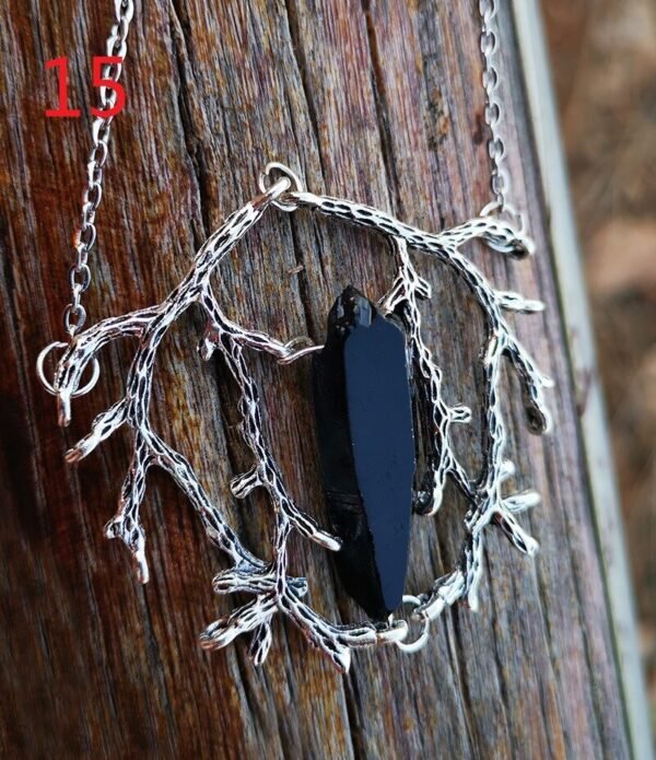 Vintage Branch Antlers Natural Crystal Pendant Necklace Sweater Chain Gift