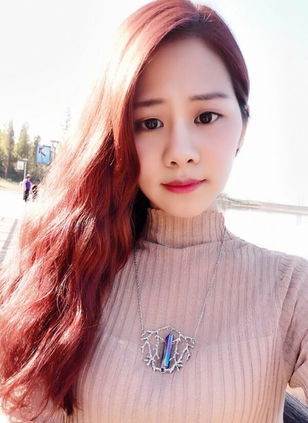 Vintage Branch Antlers Natural Crystal Pendant Necklace Sweater Chain Gift