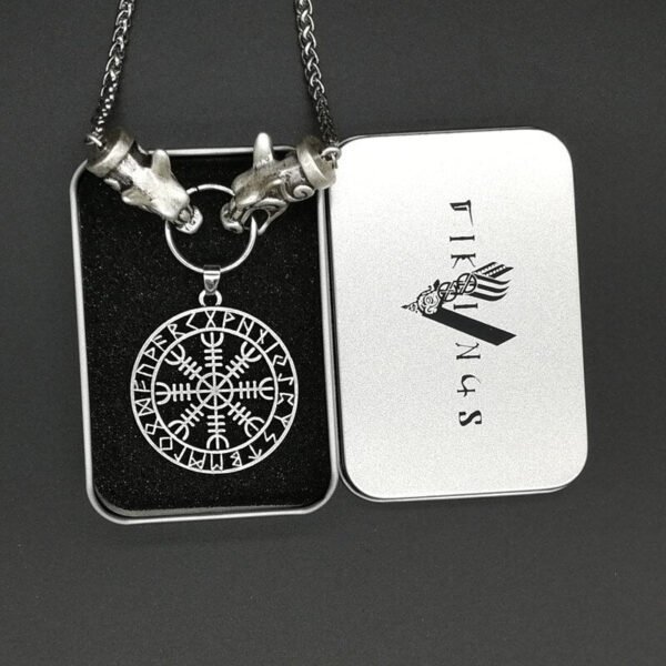 New Magicun Viking~Vintage Compass Vegvisir Norse Viking wolf Pendant necklace jewelry pagan amulet