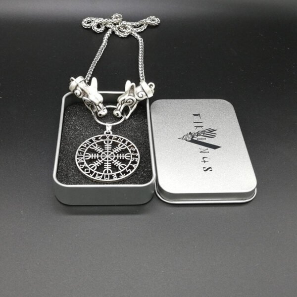 New Magicun Viking~Vintage Compass Vegvisir Norse Viking wolf Pendant necklace jewelry pagan amulet