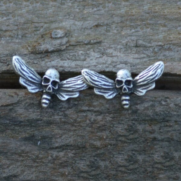 Vintage Dead Head Skull Butterfly Stud Earrings Moth Insect Earrings For Women