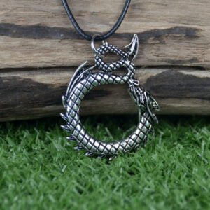 Vintage Dragon Pendant Necklace Totem Gothic Jewelry