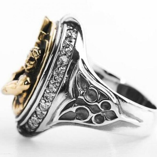 Vintage Golden Man Holding A Cross High Quality Metal Ring Men Religious Style Punk Jewelry