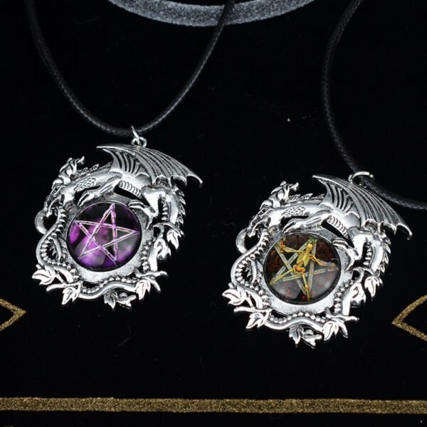Vintage Gothic Dragon Pendant Pagan Dragon Necklace Steampunk Jewelry for