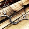 Vintage Hollow Moon Antlers Deer Pendant Necklaces Witch Jewelry