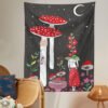 Vintage Mushroom Tapestry Wall Hanging Psychedelic Moon Tapestry Flower Girls Tapestry Colorful Vertical Tapestry for Room