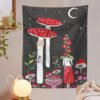 Vintage Mushroom Tapestry Wall Hanging Psychedelic Moon Tapestry Flower Girls Tapestry Colorful Vertical Tapestry for Room