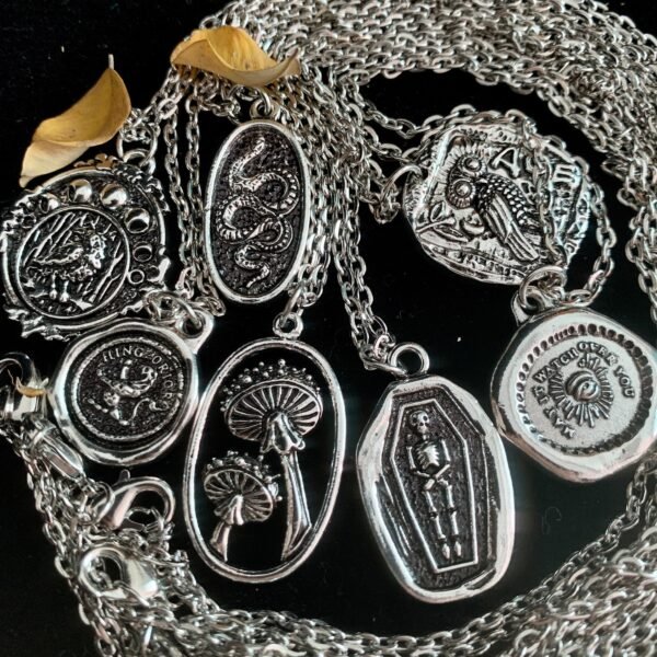 Vintage Pendant Skull Necklace Snake Necklace Mushroom Necklace Lion Necklace Demon Eye Necklace Moon Bird Necklace Gothic Gift