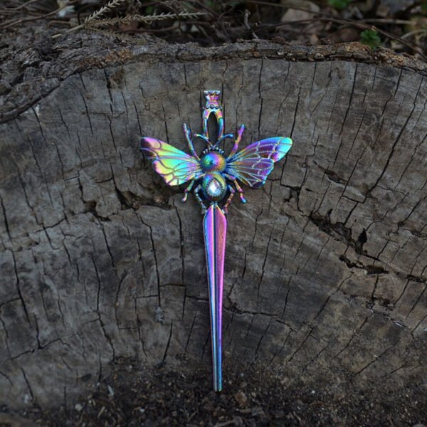Vintage Psychedelic Crystal Bee Hair Sticks Cute Butterfly Hairpin Insect Hair Jewelry For Women