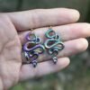 Vintage Psychedelic Snake Dangle Earrings Serpent Earrings Pagan Gothic Amulet Witch Jewelry