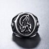 Magic Ring~Vintage Punk Style Grim Reaper Skull Ring Stainless Steel  High Polished Biker Ring For Men Gift Bijoux HF064