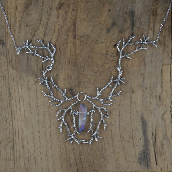 Vintage Raw Quartz Branches Necklace Witch Fantasy Forest Jewelry