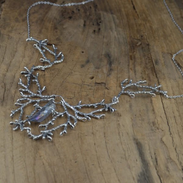 Vintage Raw Quartz Branches Necklace Witch Fantasy Forest Jewelry