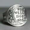 Vintage Silver Crescent Moon Stay Wild Ring Gothic Ring Punk Party  Jewelry For Gift
