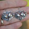 Vintage Silver Dragon Earring Double Dragon Drop Earring Punk Pagan Unique Jewelry For Women