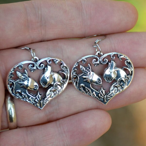 Vintage Silver Dragon Earring Double Dragon Drop Earring Punk Pagan Unique Jewelry For Women