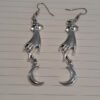 Vintage Silver Hand Statement Crescent Moon Earring Gothic Pagan Jewelry