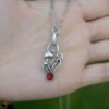 Vintage Silver Magic Mushroom Crystal Necklace Plant Jewelry