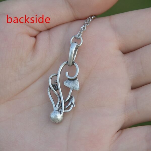 Vintage Silver Magic Mushroom Crystal Necklace Plant Jewelry