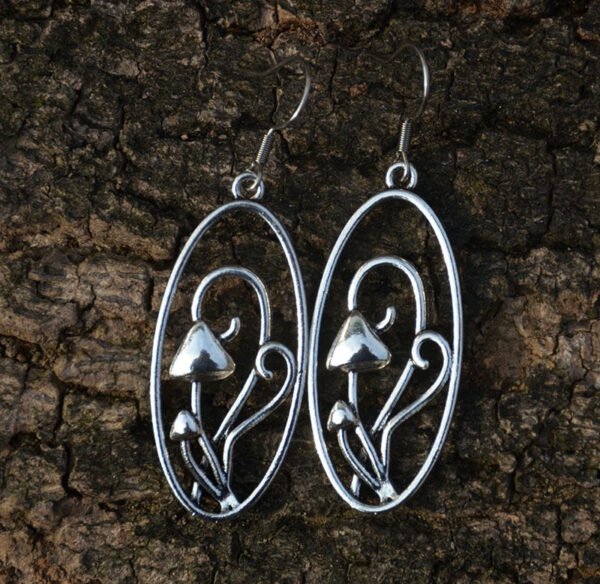 Vintage Silver Mushroom Drop Earrings Cute Plant Jewelry For Women