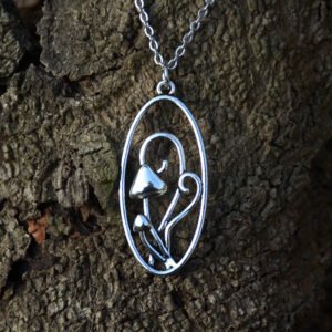 Vintage Silver Mushroom Pendant Necklace Plant Harajuku Jewelry