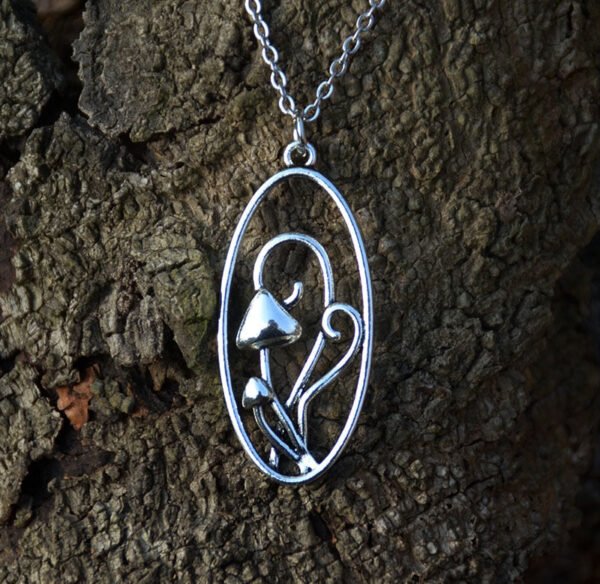 Vintage Silver Mushroom Pendant Necklace Plant Harajuku Jewelry