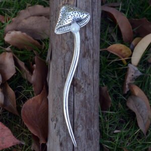 Vintage Silver Musrhoom With Opal Stone Hair Stick Bridal Hairpin Witch Hair Jewelry For Gift