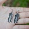 Vintage Silver Pine Tree With Crescent Moon Pendant Dangle Earring Natural Jewelry for Women