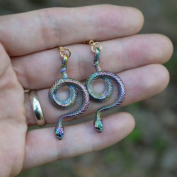 Vintage Snake Dangle Earrings Serpent Earring Witch Pagan Jewelry
