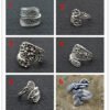 Vintage Spoon Ring Antique Silver Flower Ring Engagement Jewelry for Gift